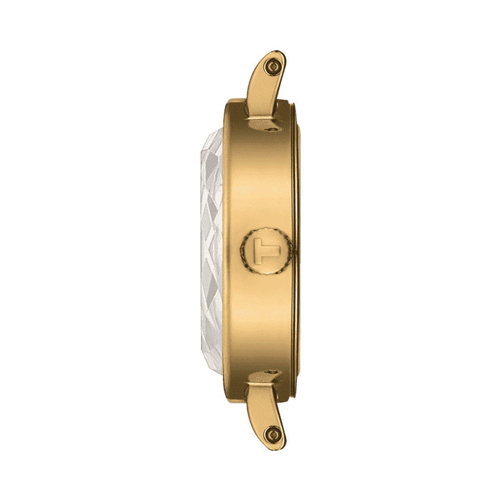 The Ladies Tissot Lovely Round Green Strap Watch Gold Plated, a gold plated watch from Tissot, available at OD’s Jewellers in St Helens.