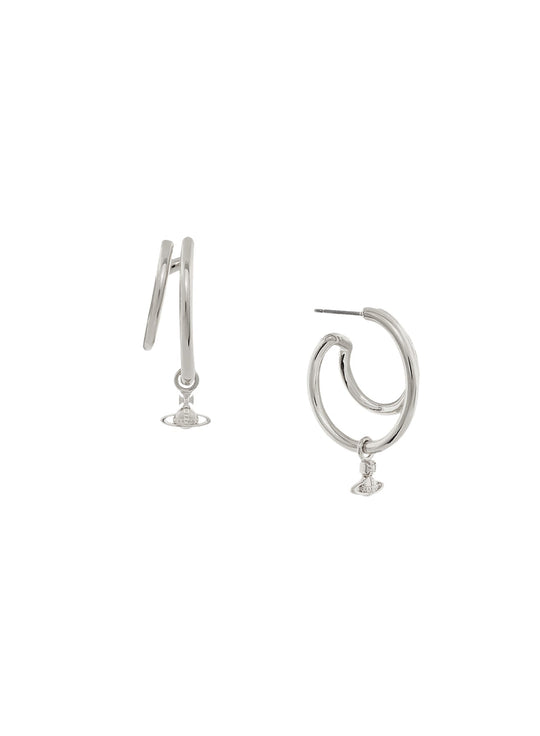 Vivienne Westwood Platinum Plated Ronda Double Hoop Earring- 62020172-02P019