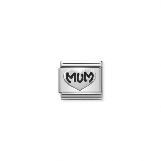 Nomination Composable Classic Link Oxidized Symbols Mum Heart in Stainless Steel & Sterling Silver