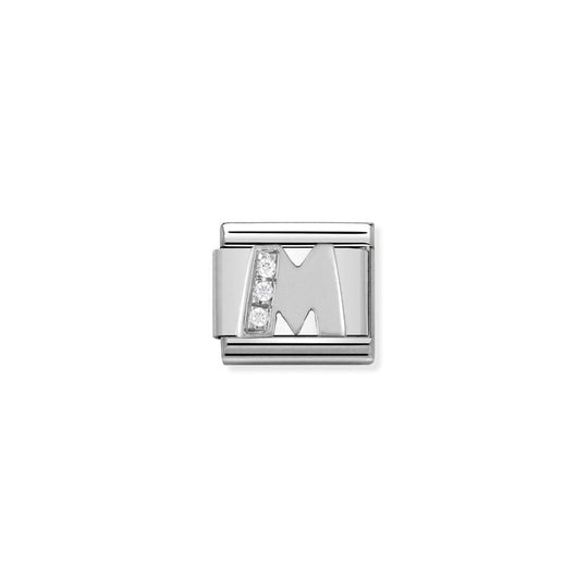 Nomination Composable Classic Link Alphabeth M in Cubic Zirconia and 925 Silver