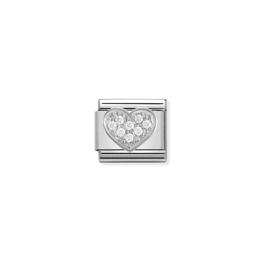 Nomination Composable Classic Link CL Symbols Heart in Silver 925 and Cubic Zirconia
