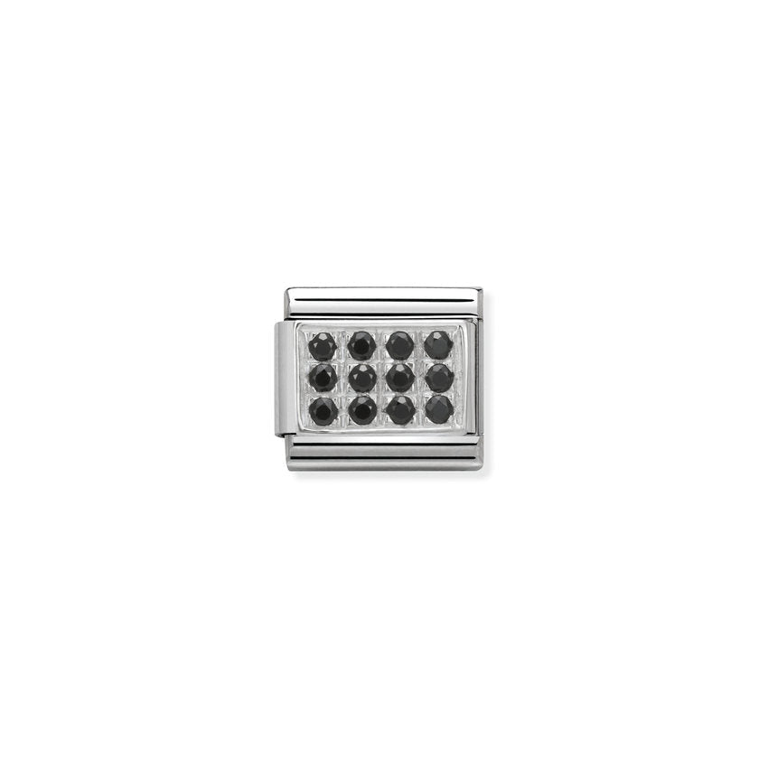 Composable Nomination Link charm with black cubic zirconia stones. Add to a bracelet.