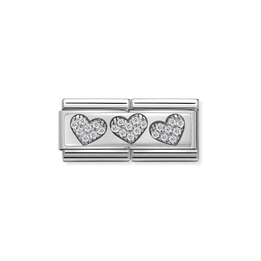 Nomination Double Link 3 Hearts, a silver metal Charms & Pendants from Nomination Italy, available at OD’s Jewellers in St Helens.