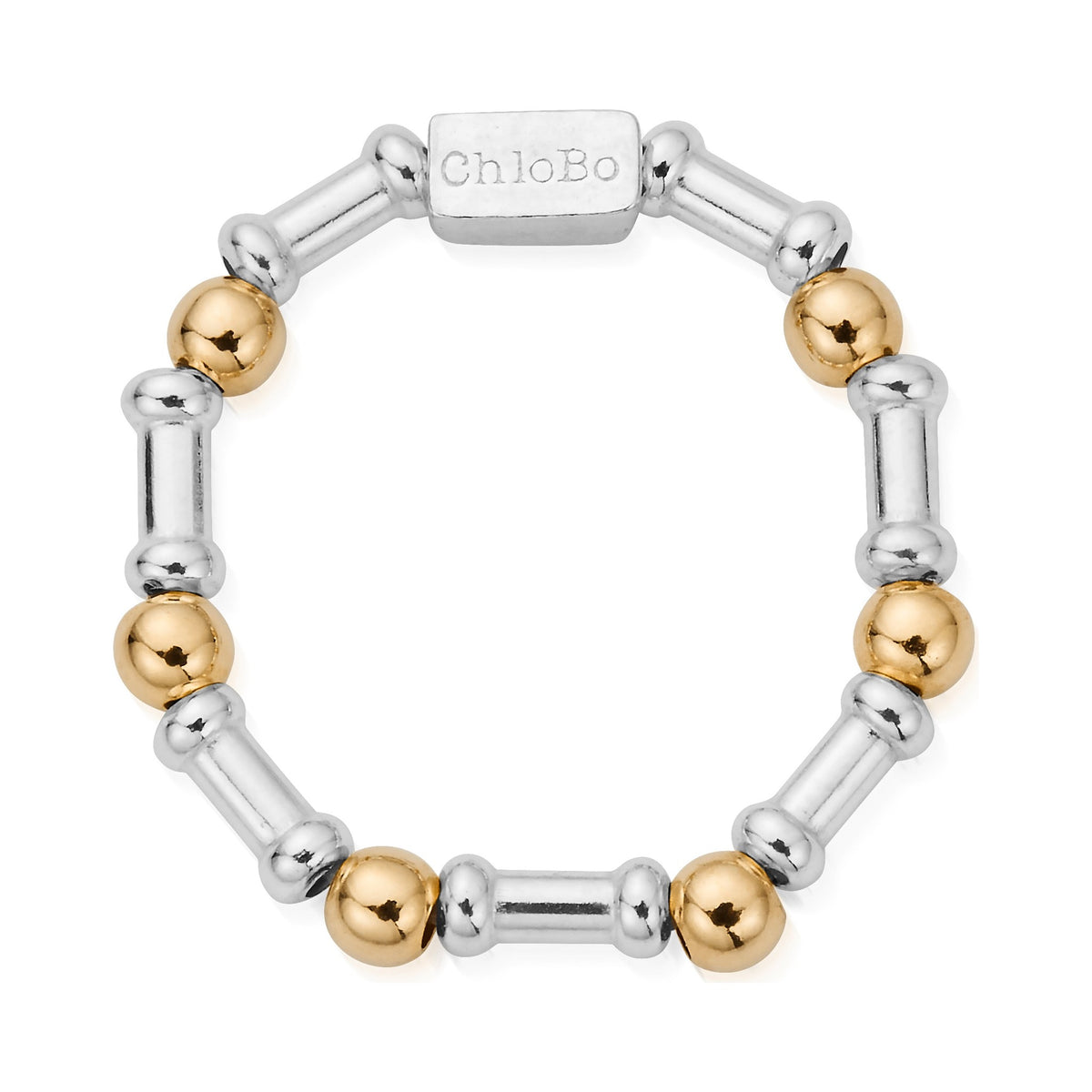 ChloBo Rhythm Of The Water Ring, a silver gold-plated two-tone ring from ChloBo, available at OD’s Jewellers in St Helens.