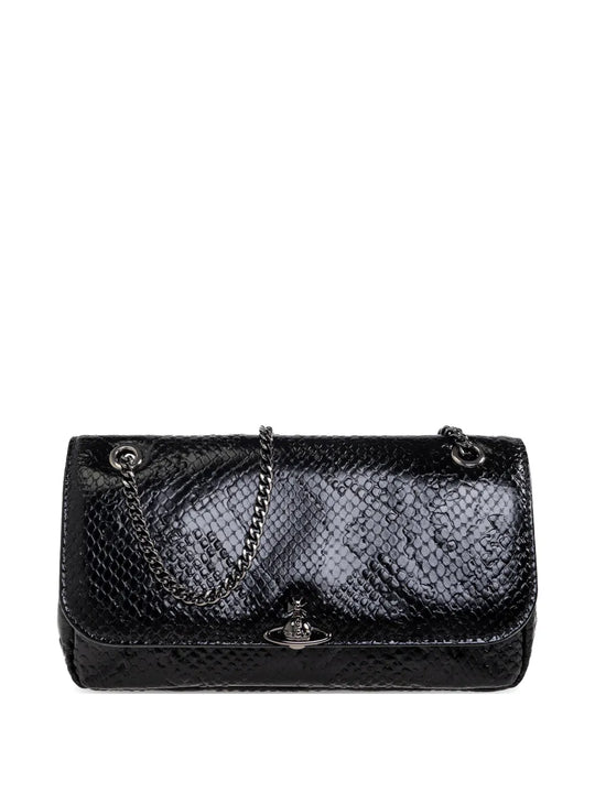 Women's Vivienne Westwood Black Python Effect Chain Crossbody Purse
