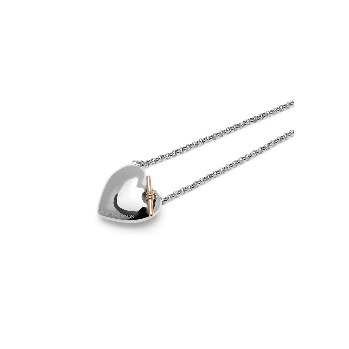 The Olivia Burton Knot Heart Necklace, a silver stainless steel necklace from Olivia Burton, available at OD’s Jewellers in St Helens.