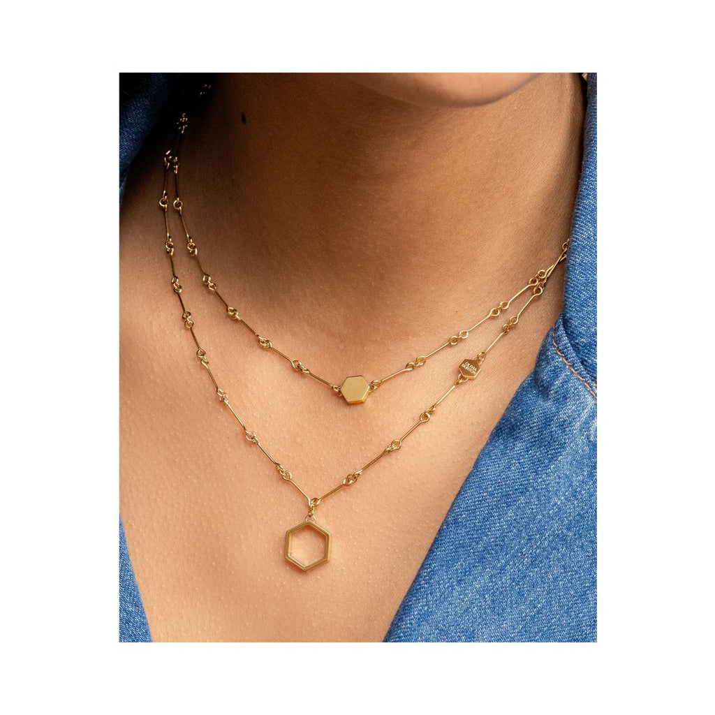 The Olivia Burton Honeycomb Double Layered Necklace, gold-plated stainless steel from Olivia Burton, at OD’s Jewellers in St Helens