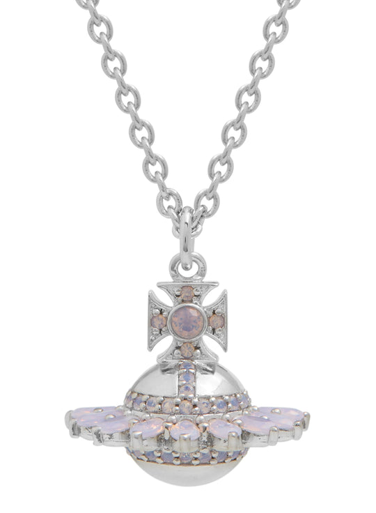 Vivienne Westwood Jordana Pink Opal 3D Orb Pendant Platinum Plated