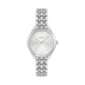 Close-up of the Boss Ladies Mae silver watch featuring a stainless steel bracelet and signature logo on the dial.