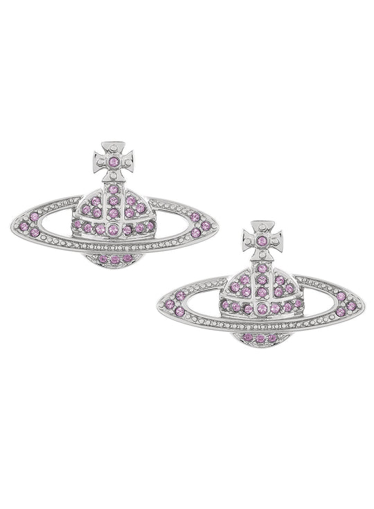 Vivienne Westwood Platinum Plated Violet Crystal Mini Bas Relief Earrings