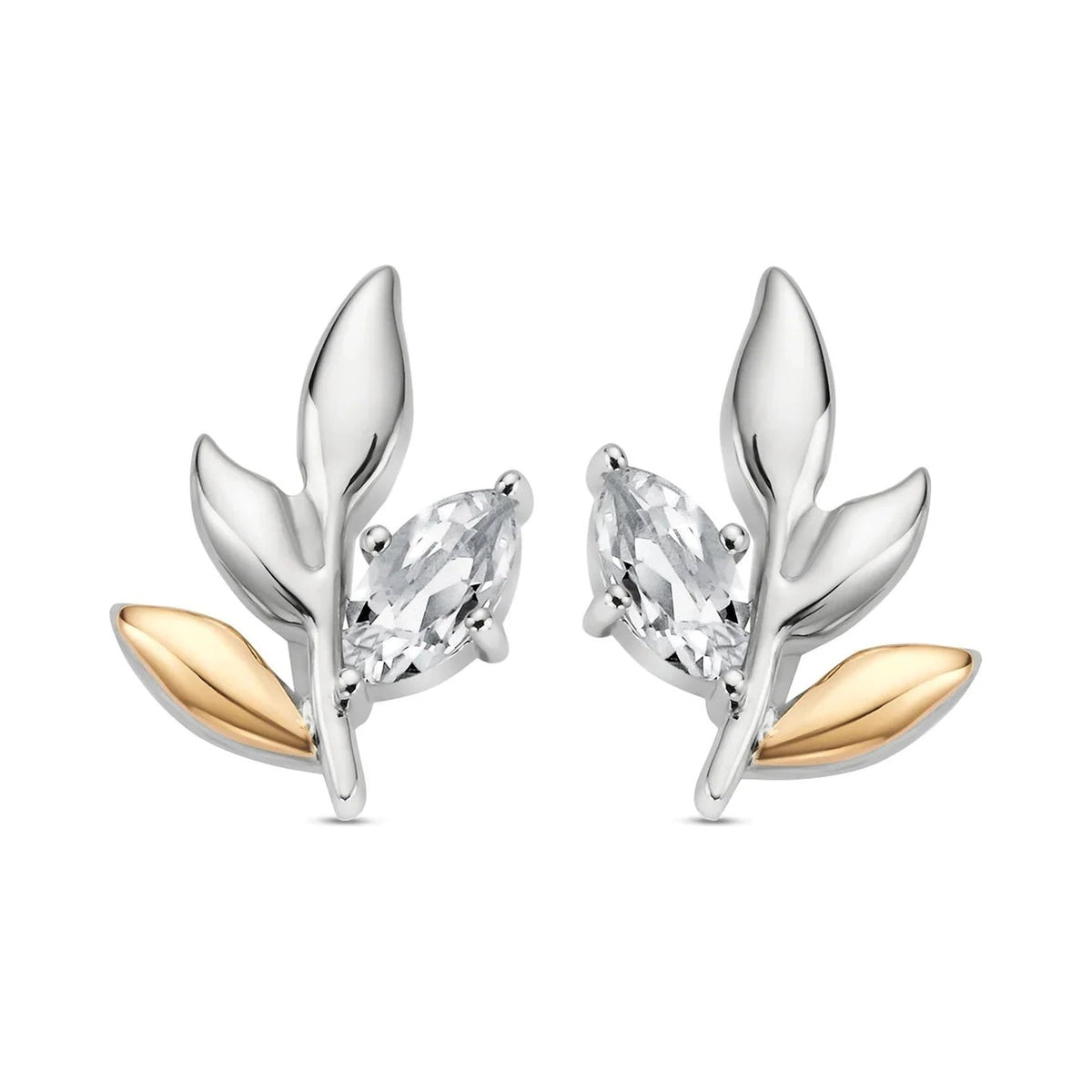 Clogau Silver Leaf Toaz Stud Earring 3SROY929