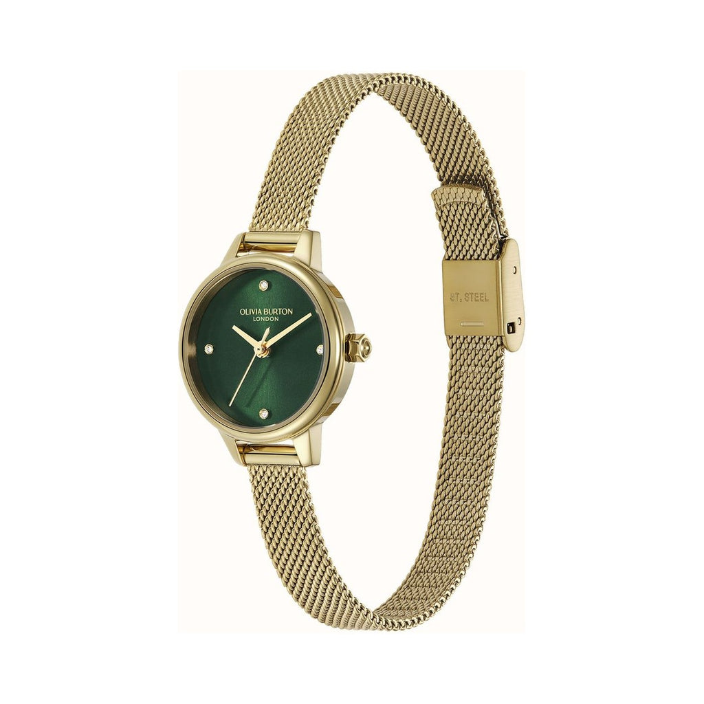 Olivia Burton Ladies Mini Classic Forset Green Dial Mesh Bracelet Watch Stainless Steel Gold Plated by Olivia Burton