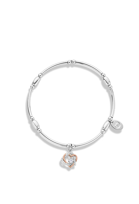 Clogau Forever Yours Hearts Affinity Bracelet With White Topaz In Sterling Silver