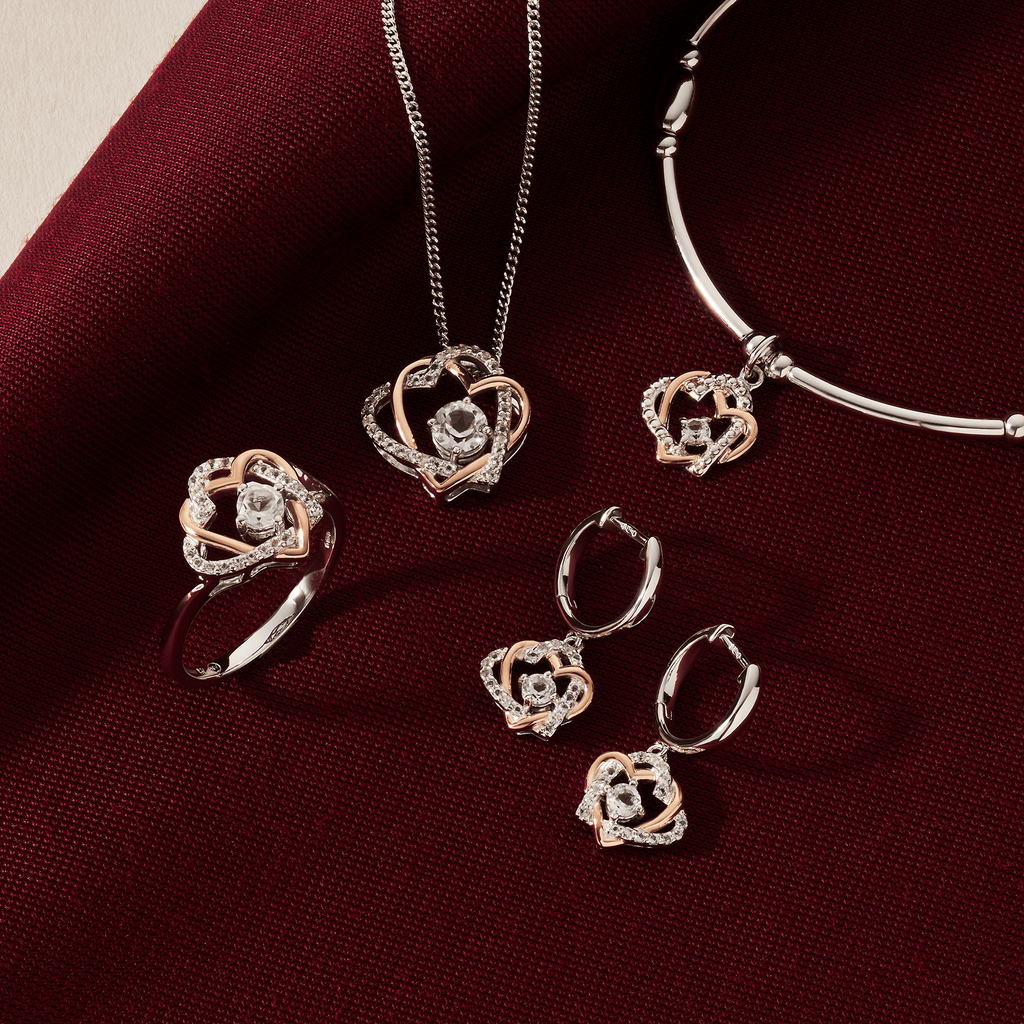 Clogau Forever Yours Hearts Affinity Bracelet With White Topaz In Sterling Silver 3SAFF0361