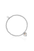 Sterling silver Clogau Kiss Affinity bracelet with CZ stones, showcasing its delicate heart charm.
