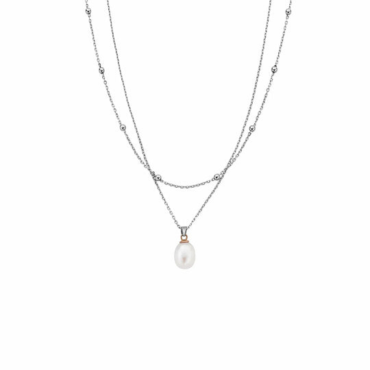 Clogau Sterling Silver Natures Wonder Beachcomber Layered Necklace With Pearl 3SBCH829
