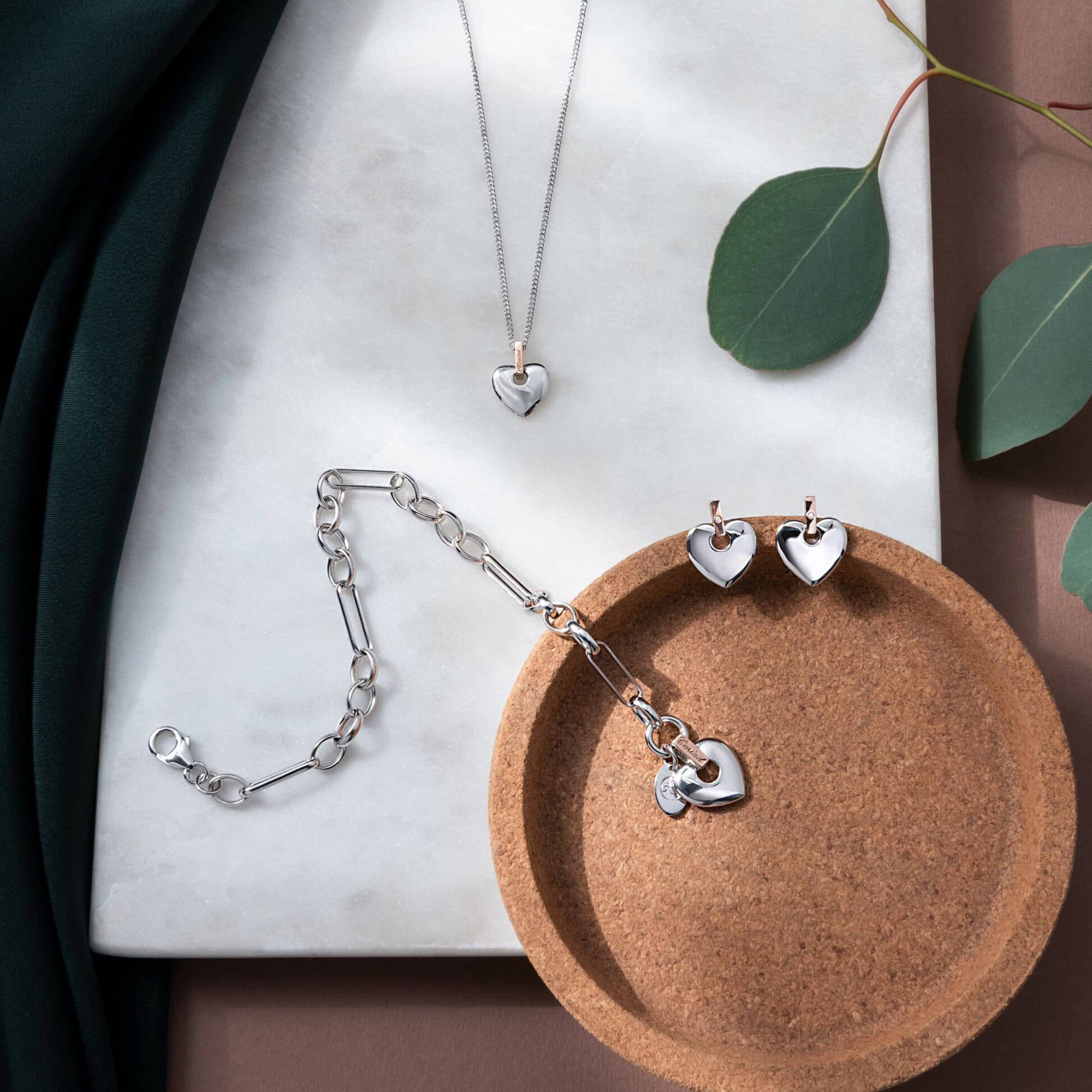 Clogau Cariad Heart Stud Earrings With Diamond In Sterling Silver