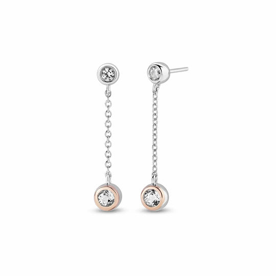 Clogau Celebration Drop Chain Earrings With White Topaz Sterling Silver