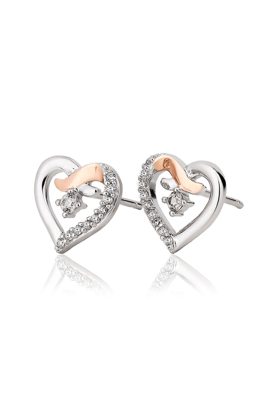 Clogau Forever Yours Kiss Stud Earrings With Cubic Zirconia In Sterling Silver