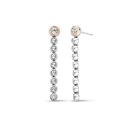 Clogau Celebration White Topaz Drop-Hoop Earrings In Silver
