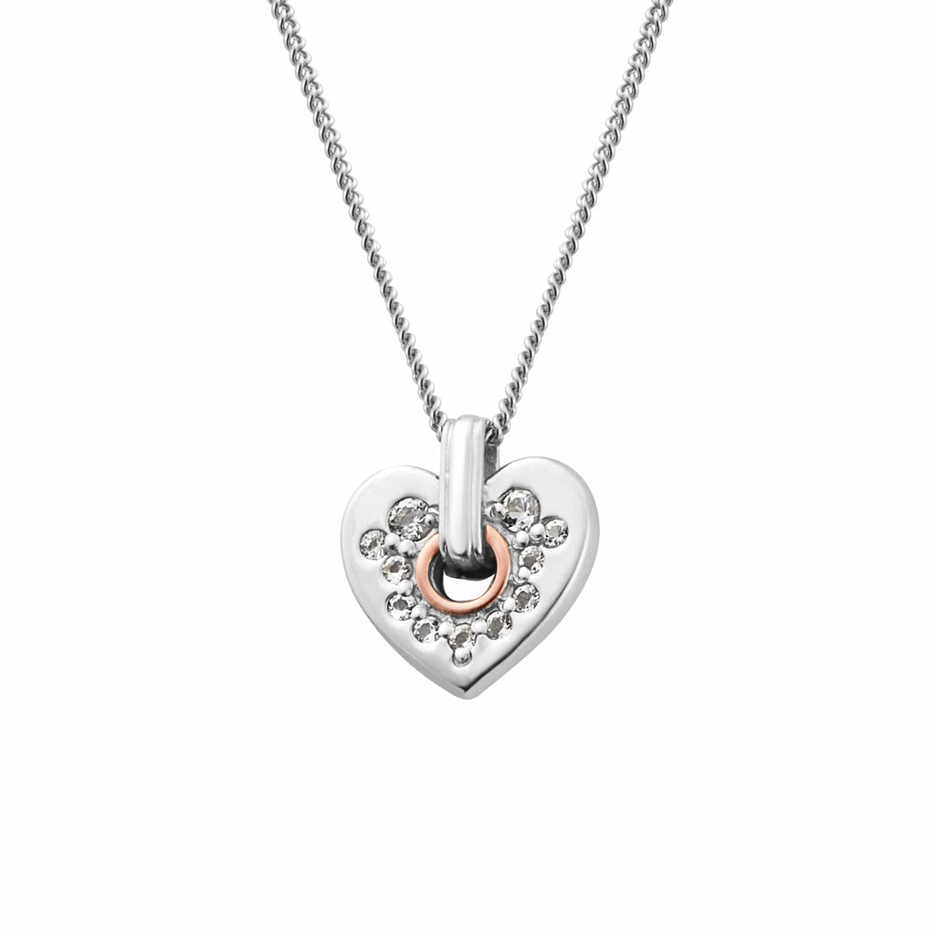Clogau Cariad Silver Sparkle Heart Neckace 3SCRS0193