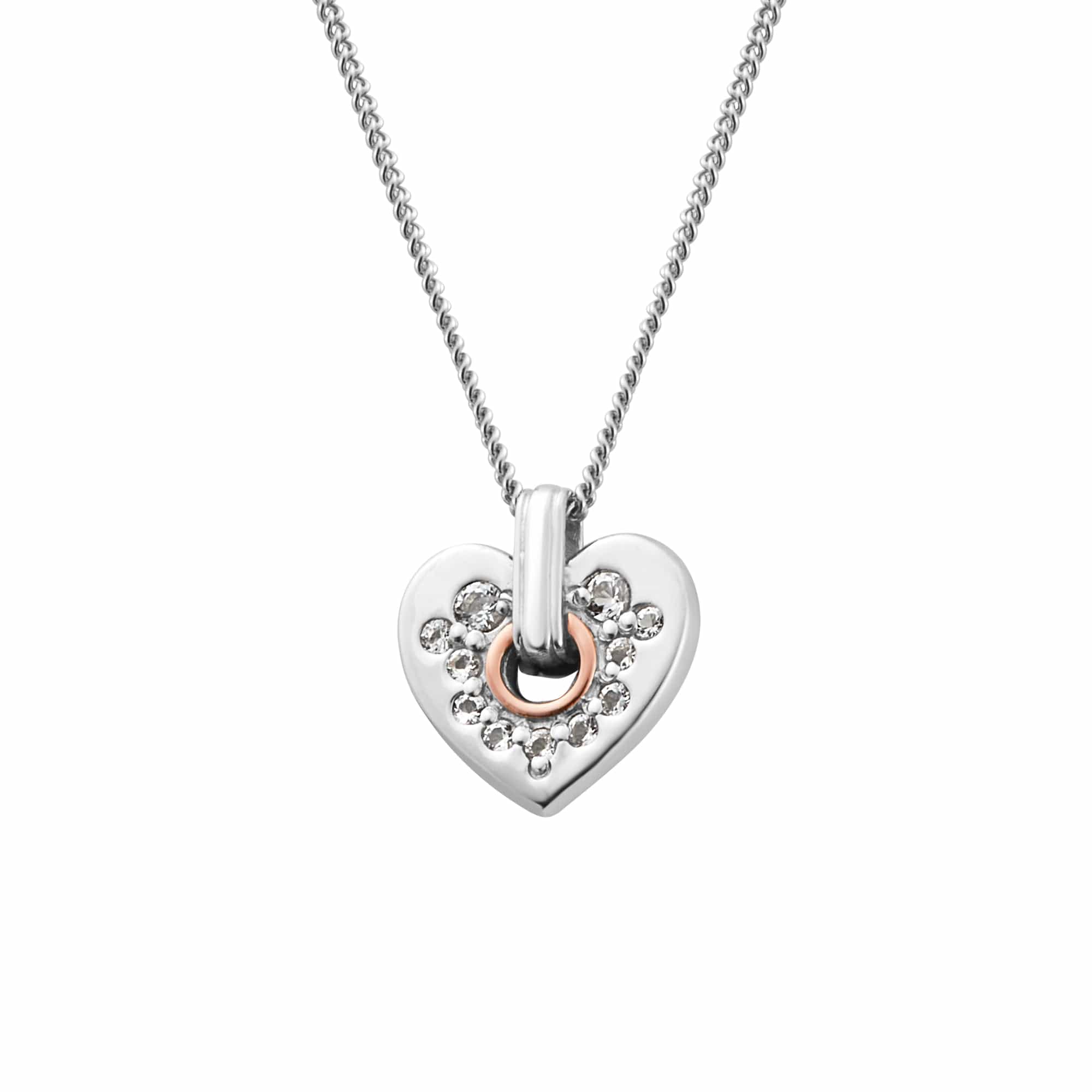 Clogau Cariad Silver Sparkle Heart Neckace 3SCRS0193