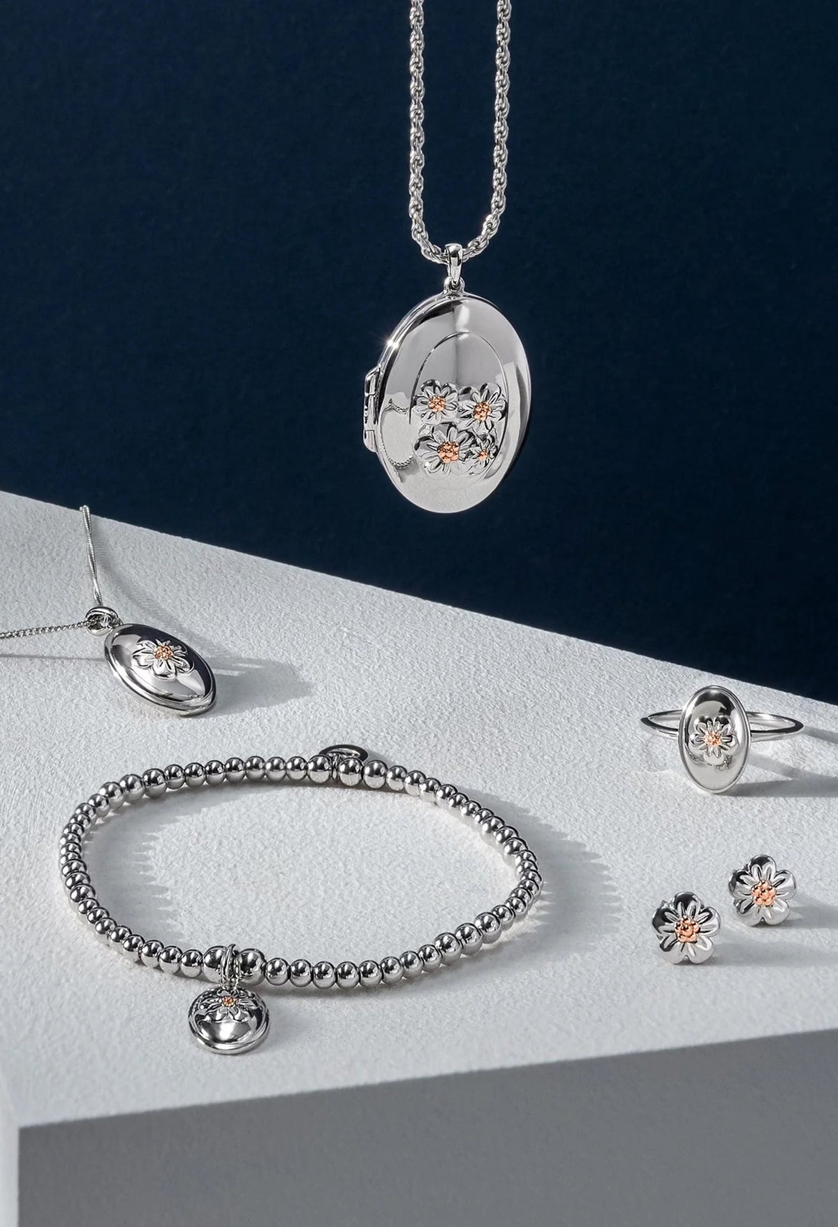 Clogau Forget Me Knot jewelry set: pendant, bracelet, ring, & earrings. Nature's Wonder Collection.