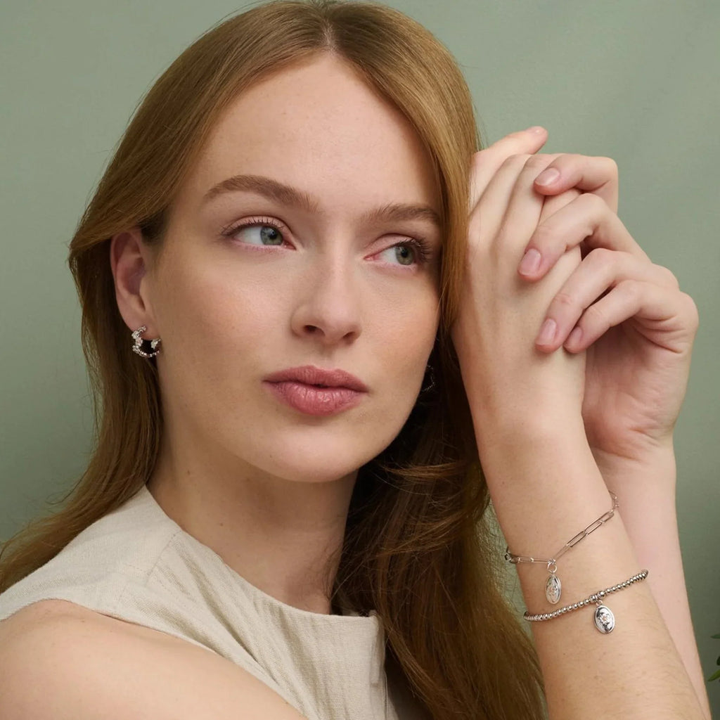 Clogau Natures Wonder Forget-Me-Knot Huggie Hoop Earrings Sterling Silver by Clogau