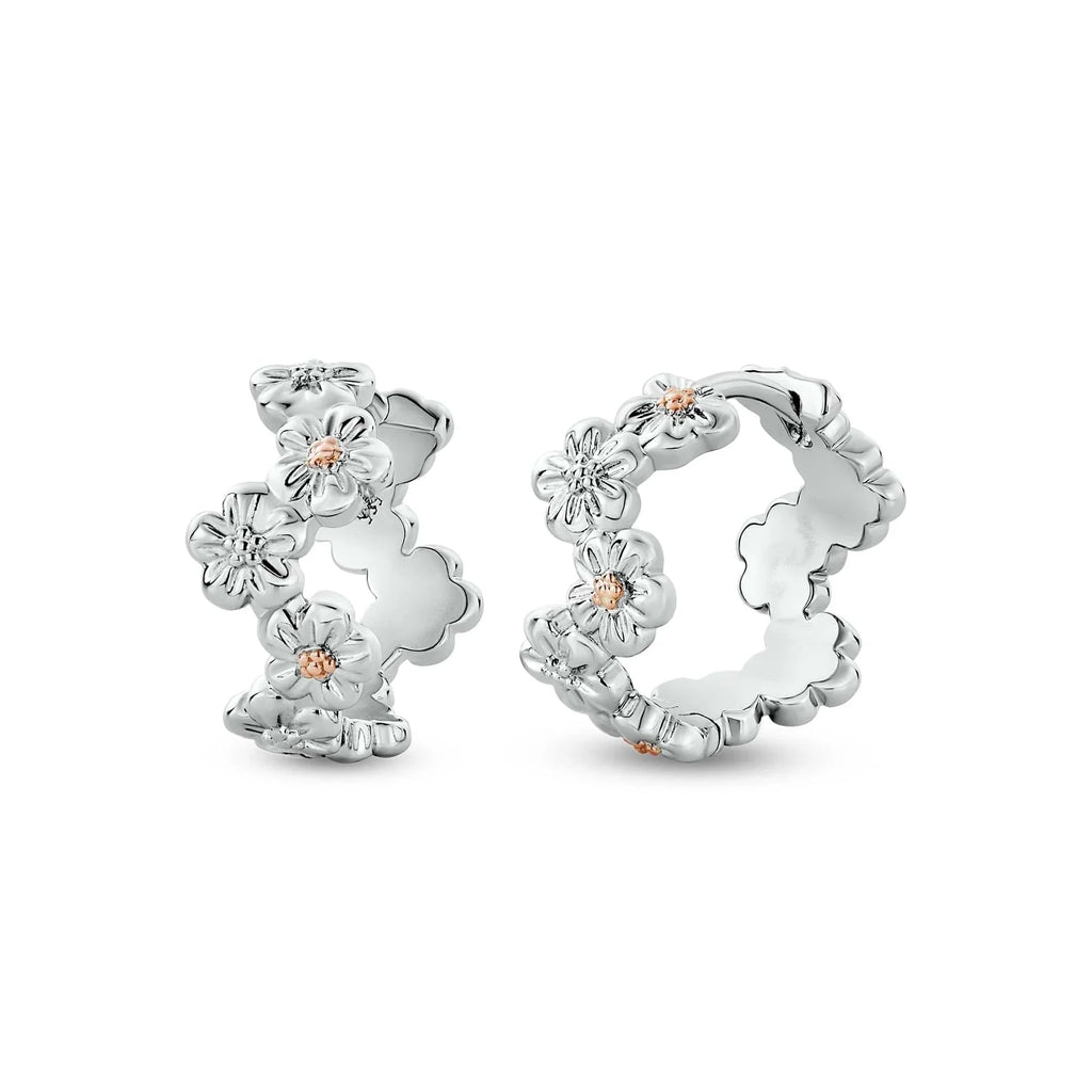 Clogau Natures Wonder Forget-Me-Knot Huggie Hoop Earrings Sterling Silver by Clogau