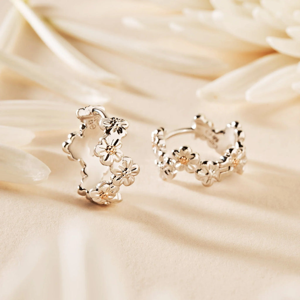 Clogau Natures Wonder Forget-Me-Knot Huggie Hoop Earrings Sterling Silver by Clogau