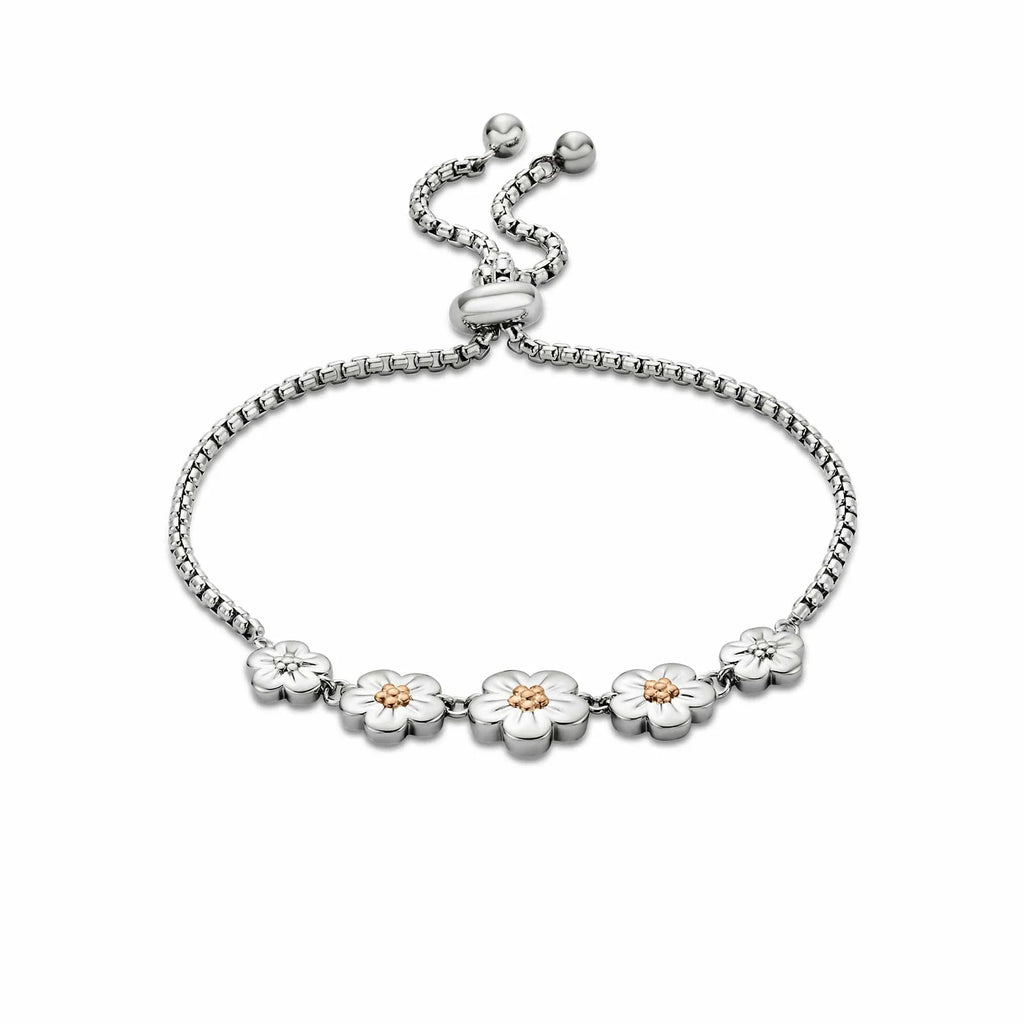 Silver and gold flower bracelet.