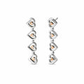 Silver and rose gold heart dangle earrings.
