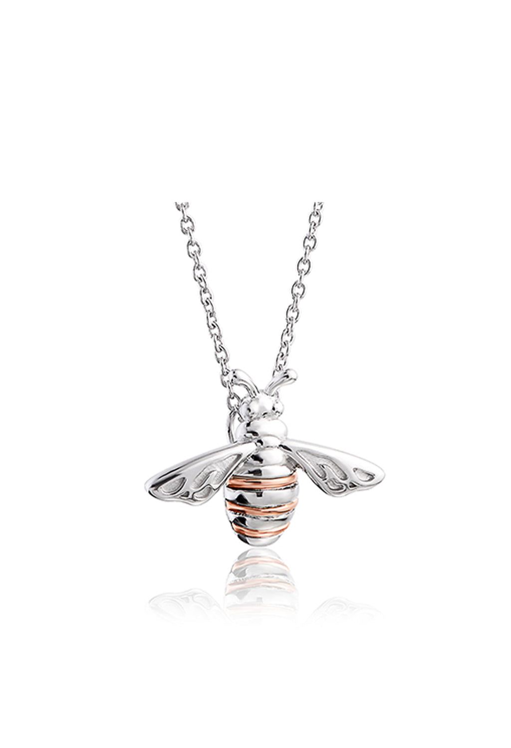 Sterling silver Honey Bee pendant necklace by Clogau, showcasing intricate detail and nature-inspired design.