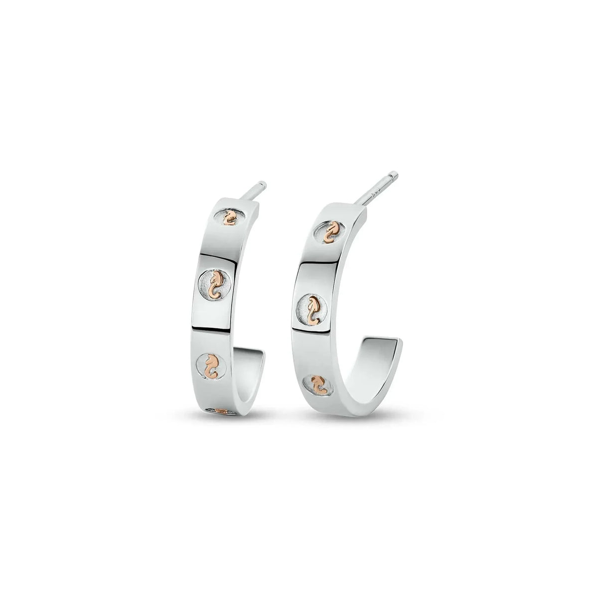 Clogau Insignia Slim Half Hoop Earrings Sterling Silver by Clogau