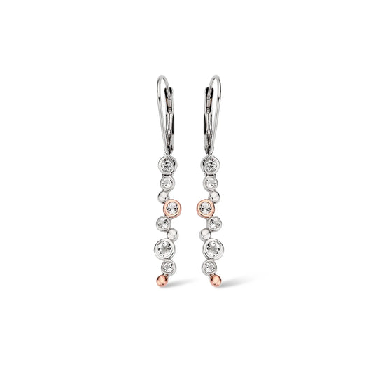 Clogau Celebration White Topaz Drop Earrings In Sterling Silver