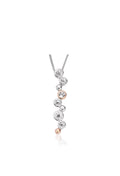 Clogau Celebration Drop pendant featuring white topaz stones, sterling silver & rose gold details. Elegant jewelry design.