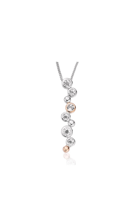 Clogau Celebration Drop Pendant With White Topaz In Sterling Silver