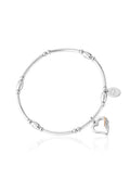 Silver Clogau Affinity bracelet with a heart charm, featuring white topaz. Elegant jewelry piece.