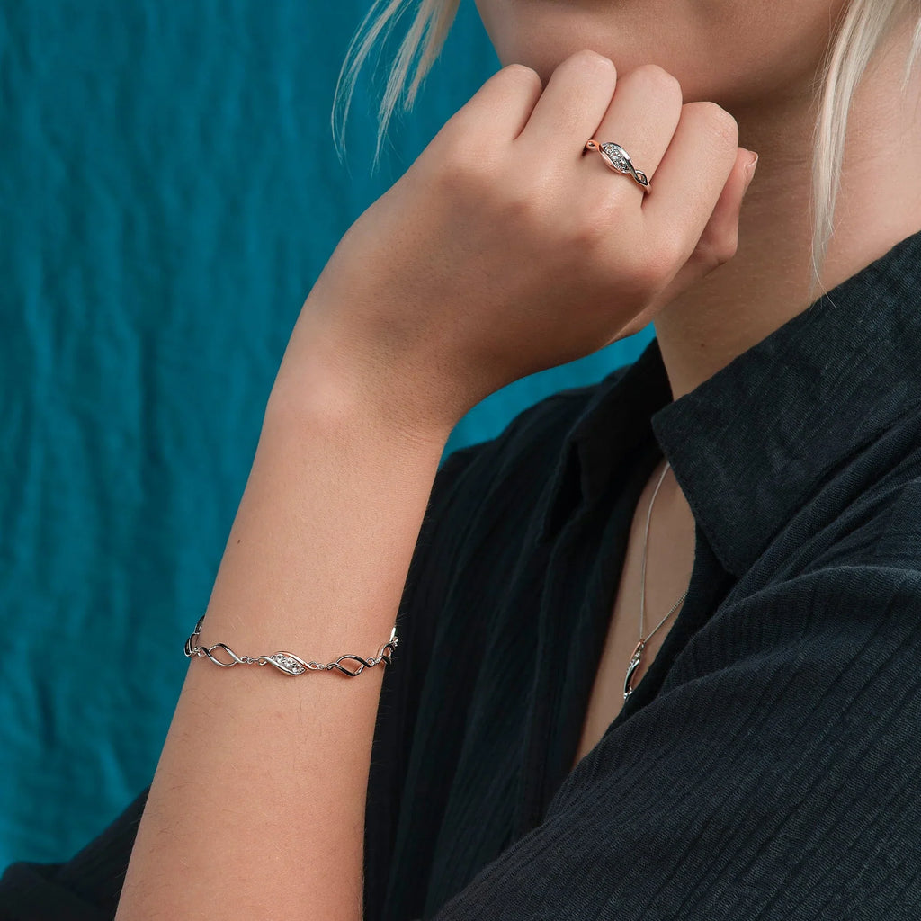 Clogau Past Present Future Muliti-Link Bracelet With White Topaz In Sterling Silver by Clogau