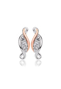 Elegant Clogau earrings showcasing a past, present, future design in sterling silver with white topaz accents.
