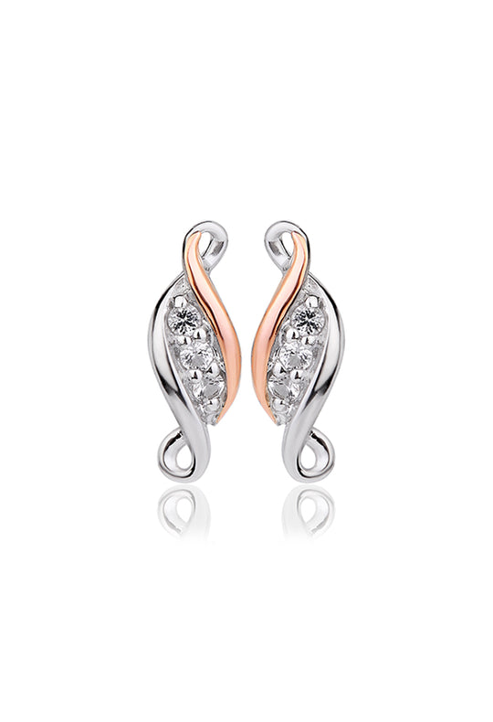 Clogau Silver Past Present Future White Topaz Stud Earrings 3SPPFE