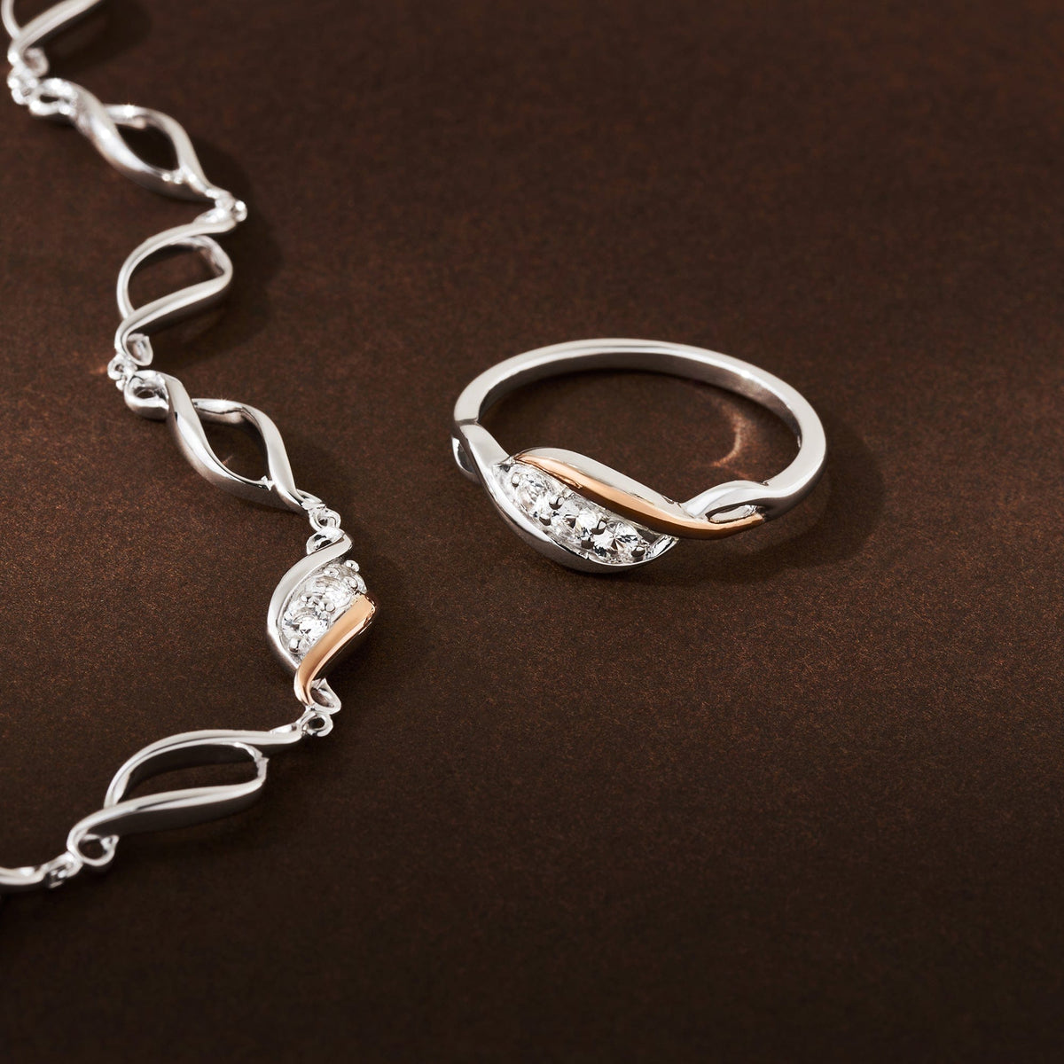 Clogau Past Present Future Ring With White Topaz In Sterling Silver