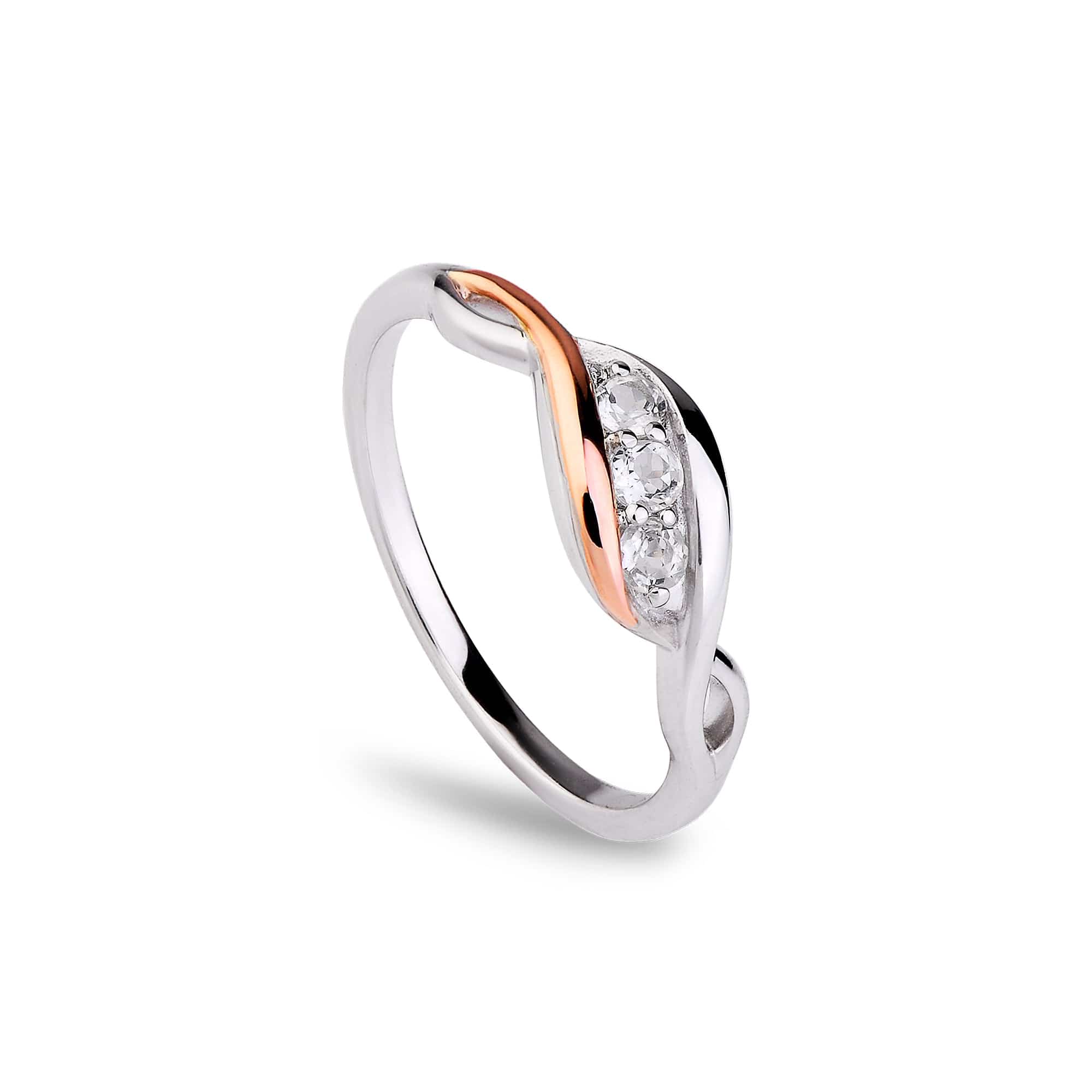 Clogau Past Present Future Ring With White Topaz In Sterling Silver