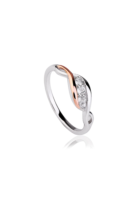 Clogau Past Present Future Ring With White Topaz In Sterling Silver