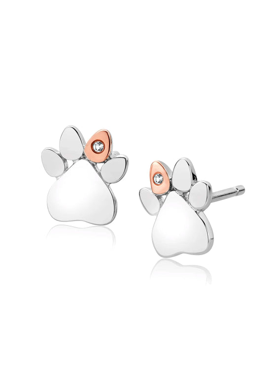 Clogau Silver Paw Prints Stud Earrings 3SPWP0616