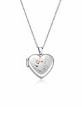 Clogau Paw Print Heart Locket in sterling silver with white topaz detail, pet memorial jewelry.
