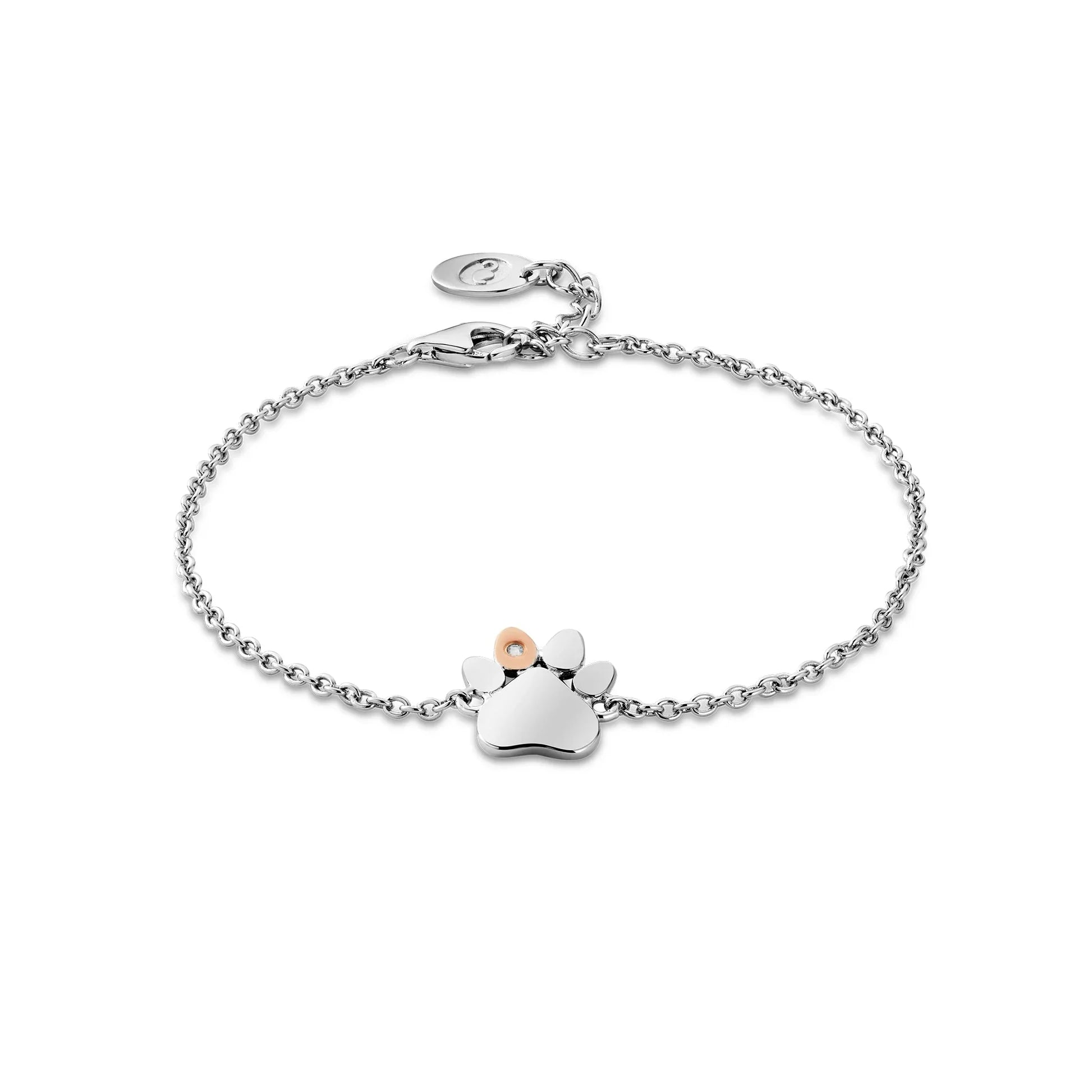 Clogau Paw Prints Single Paw With White Topaz Bracelet In Sterling Silver by Clogau