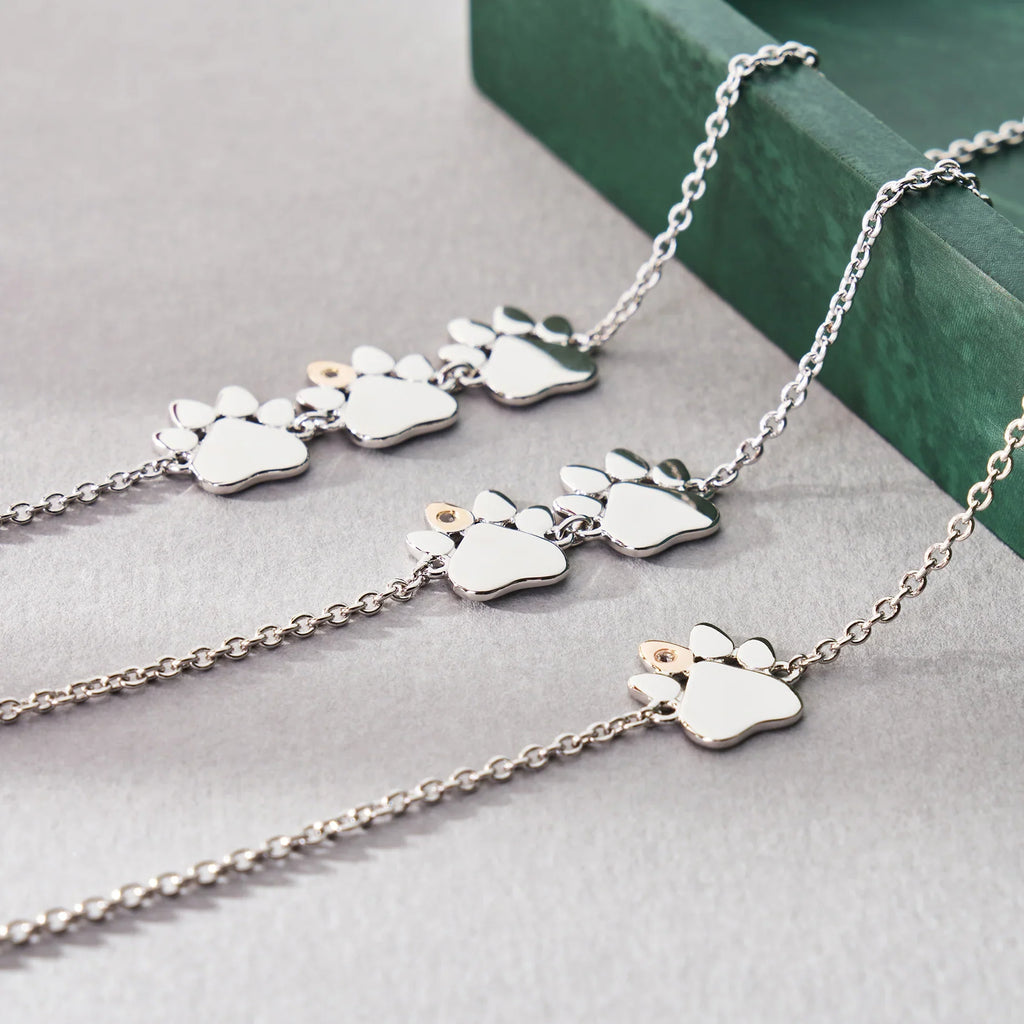 Clogau Paw Prints Single Paw With White Topaz Bracelet In Sterling Silver by Clogau