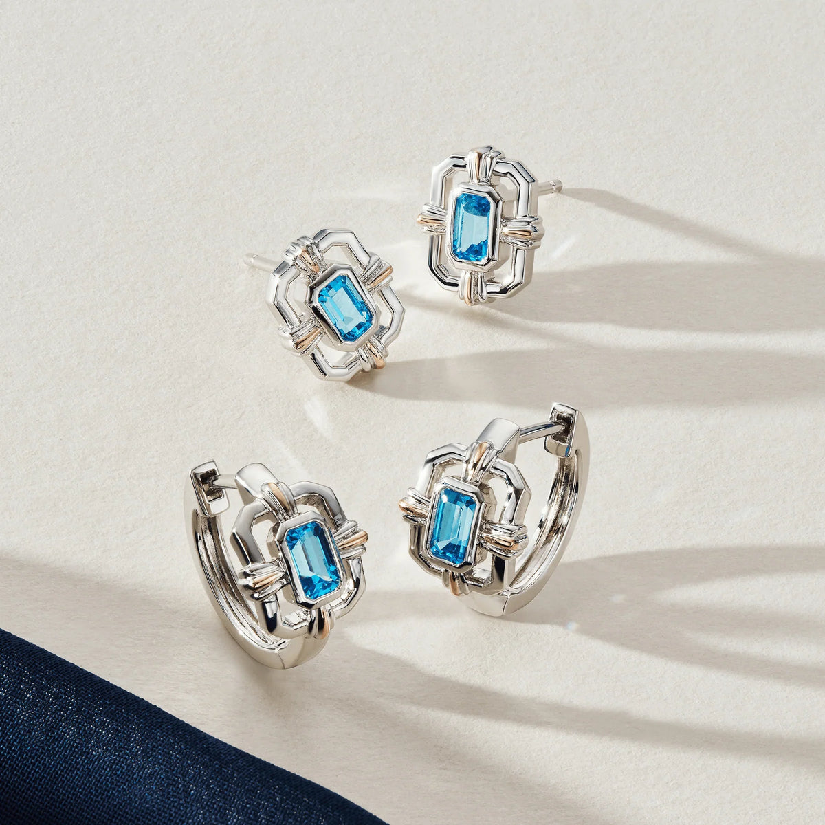 Clogau Silver Gateways Blue Topaz Stud Earring 3SROY1402 — view 3