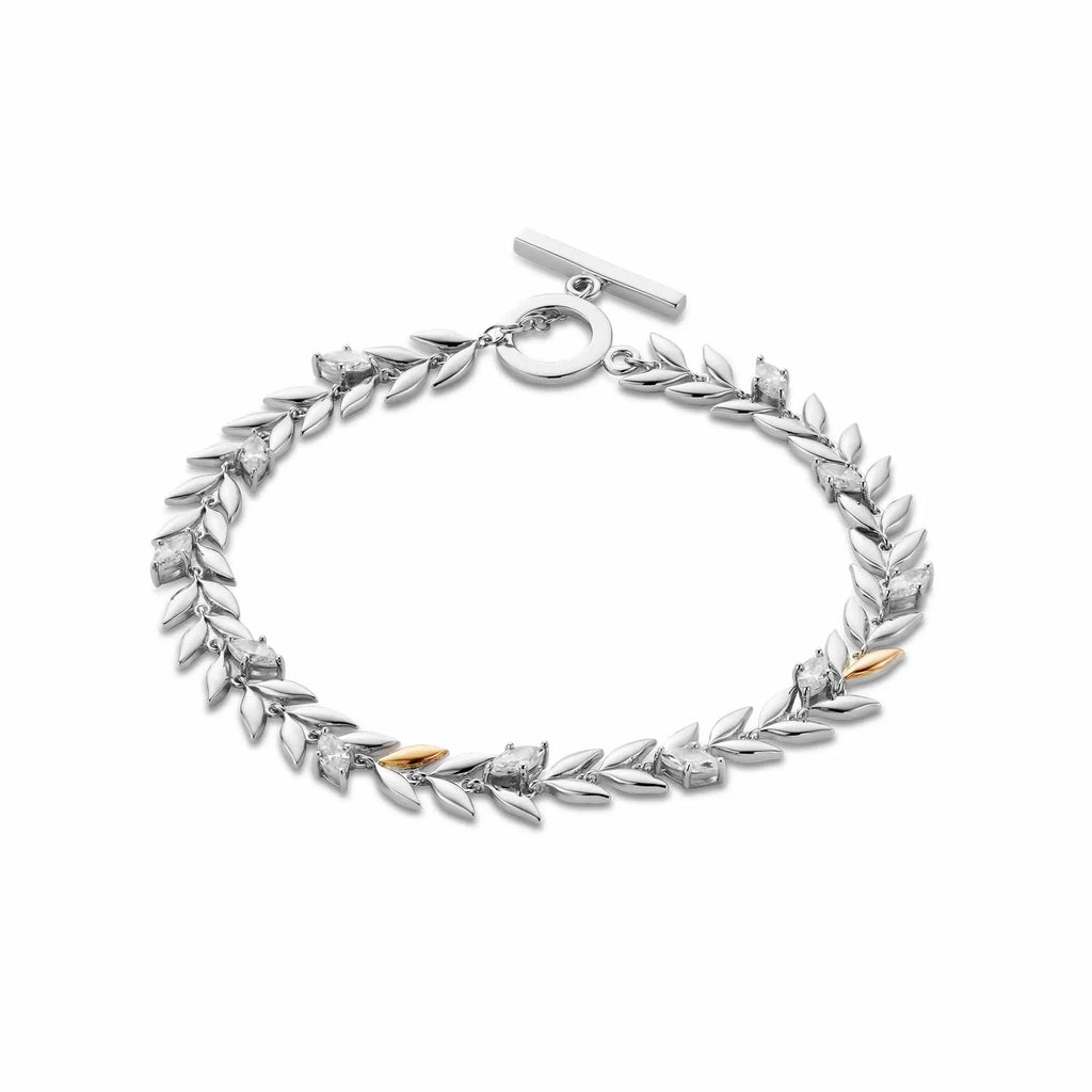Clogau Silver Leaf CZ T-Bar Bracelet 3SROY1404